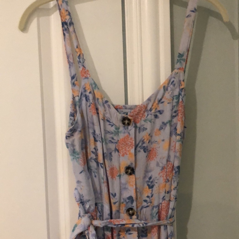Blue and orange button Pink Rose floral midi dress size large